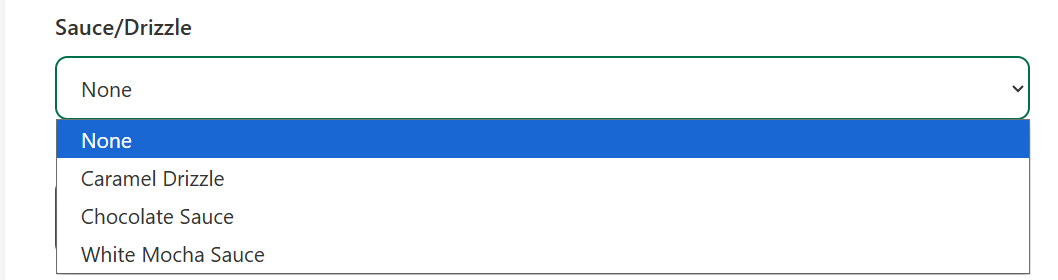 Starbucks coffee calorie counter — drizzles and sauces