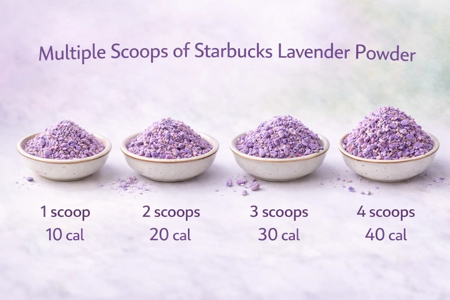 Multiple scoops of Starbucks lavender powder with calories