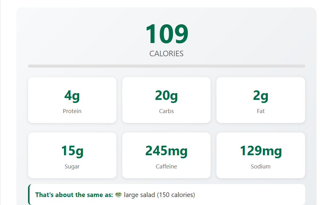Calorie counter for Starbucks — read your results