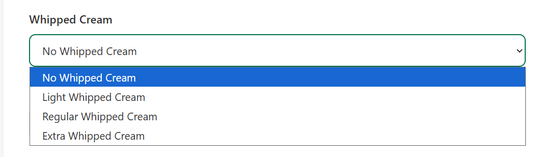 Starbucks calorie counter — whipped cream and toppings