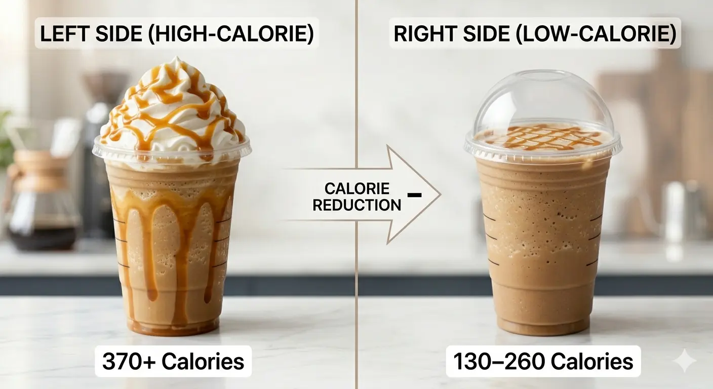low calorie frappuccino vs regular starbucks customization calorie comparison